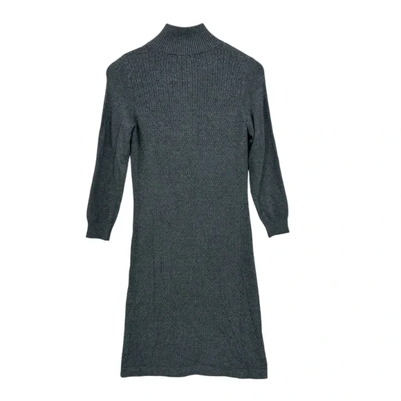 New TOMMY BAHAMA Sweater Dress Pickford Cable Knit Half-Zip Gray - Picture 2 of 6